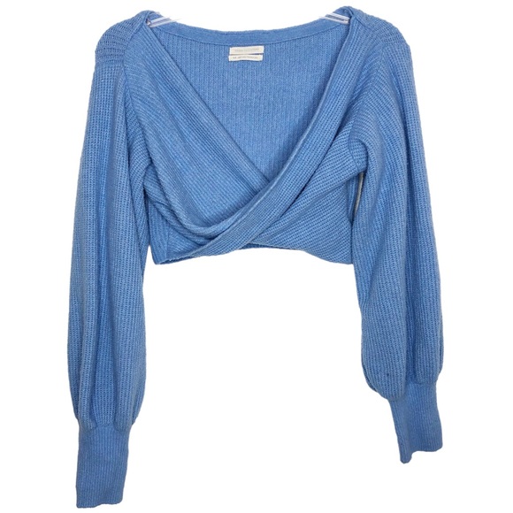 Urban Outfitters Marissa Twist Front Sweater Long Sleeve Cropped Blue Size Small - Picture 2 of 13